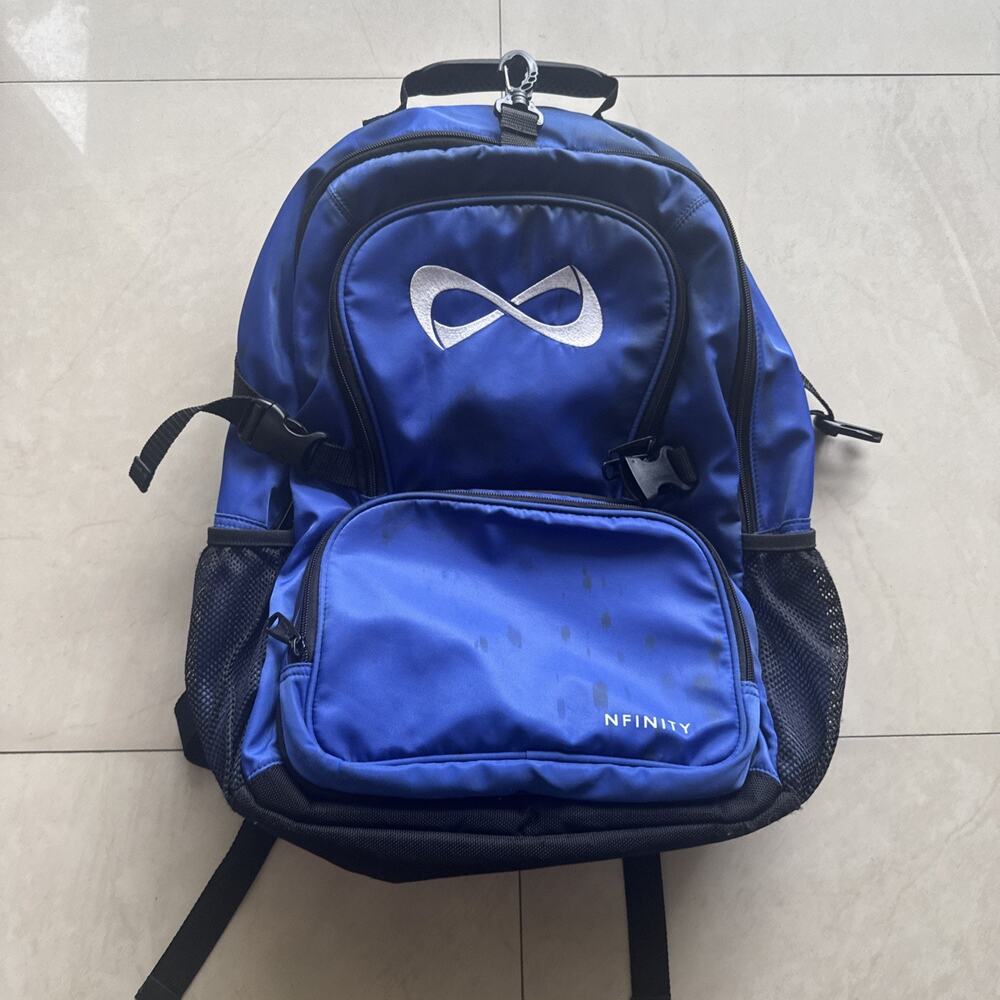 Nfinity Blue Black Cheerleading Backpack Adjustable Lightweight Nylon